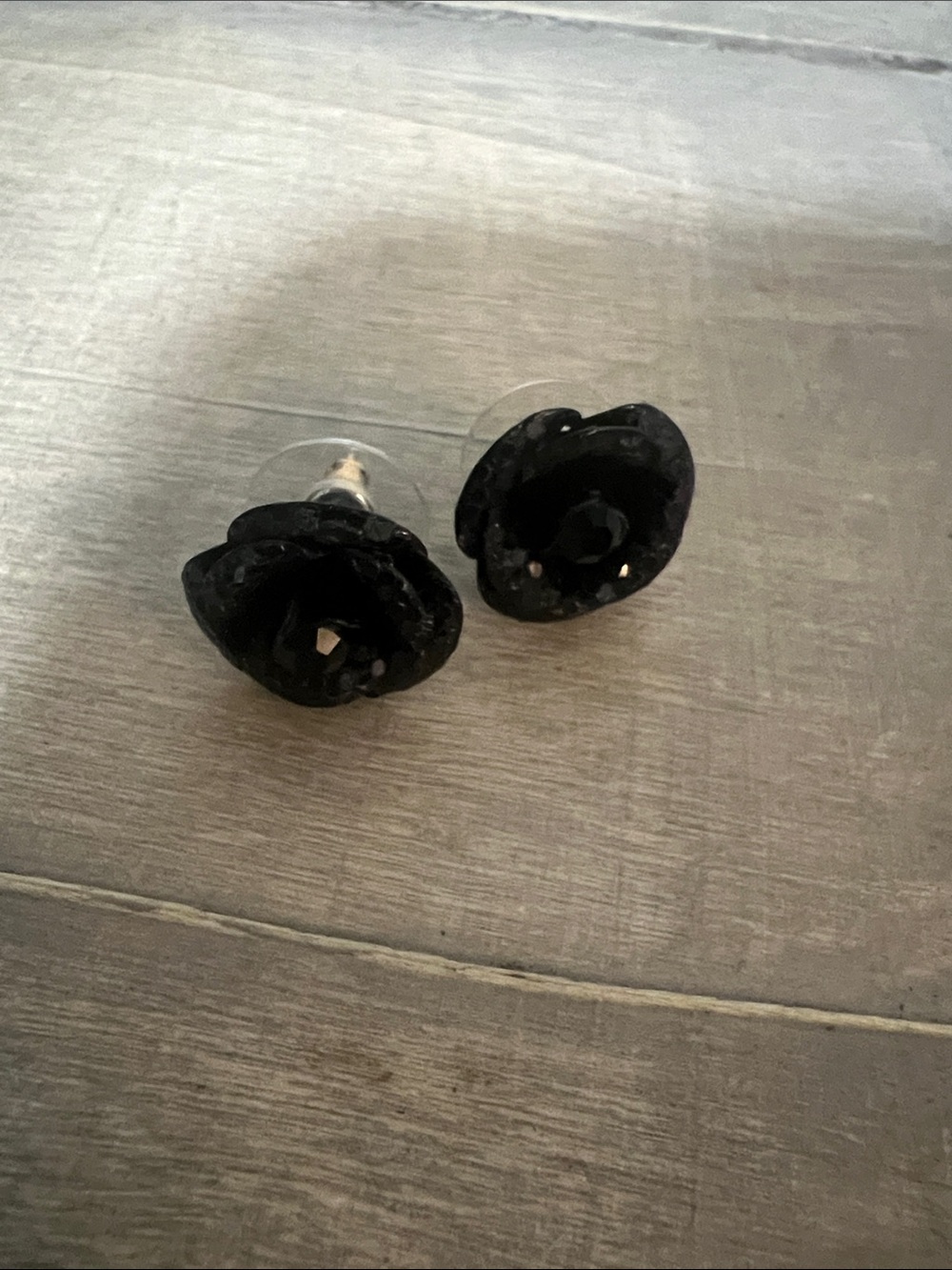 Betsey Johnson Black Rose Stud Earrings